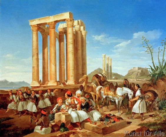 Οι αγωνιστές σε ανάπαυλα στους στύλους του Ολυμπίου Διός